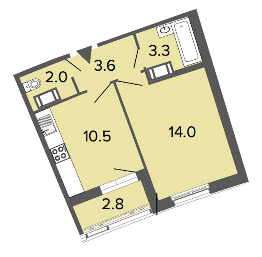 Однокомнатная квартира в : площадь 33.4 м2 , этаж: 20 – купить в Санкт-Петербурге